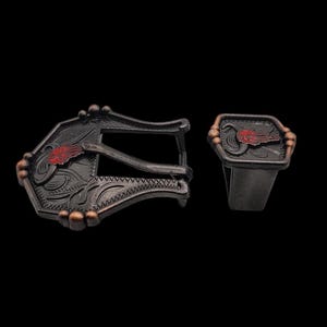 3/4"Schnalle & Halter für Büffelschädel, rot