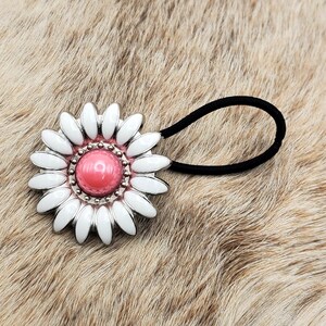 Daisy White/Pink Ponytail Holder
