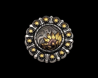 1-1/4&quot; Tri-color Sunflower Berry screw-back concho