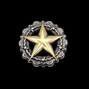 1-1/2&quot; TexHAs Star w/Barbwire HRSPGP Screw-back Concho