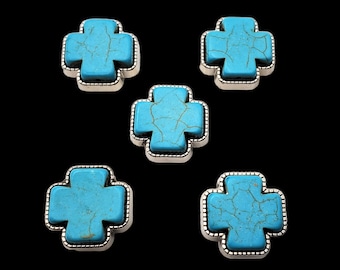 1" Cross Turquoise Screwback Conchos 5-Pack | Western Leathercraft Hardware