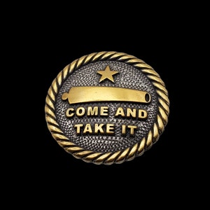 1-3/8&quot; Come and Take it screw back concho sterling and gold plated
