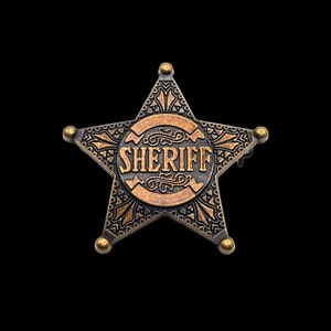 1-1/2&quot; Antique Brass Pin-back Sheriff Badge