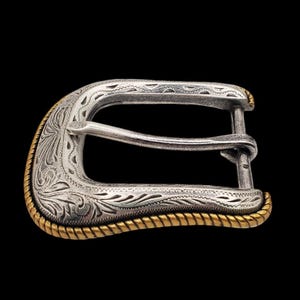1 1/2 "Fersensteg Santa Ana Schnalle Antique Sterling und Gold Plate