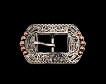 3/4" Stock Show Nickel & Copper Cart Buckle | Western Leathercraft Hardware