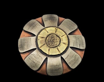 1-1/2" Tri-Color Rowel Flower Concho Roscado
