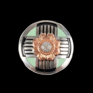 1-1/4&quot; Turquoise enamel on nickel, copper and brass plating Pecos Flower screwback concho
