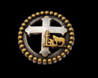 Cruz de 1-1/8" com Cowboy na Cruz, Concho com Parafuso HRSPGP