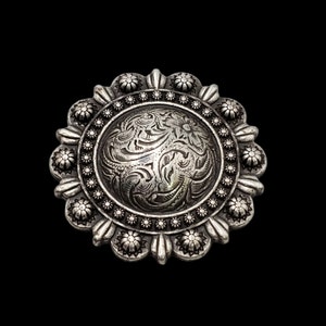 1-3/4&quot; Antique sterling TexHAs Berry Screw-back Concho