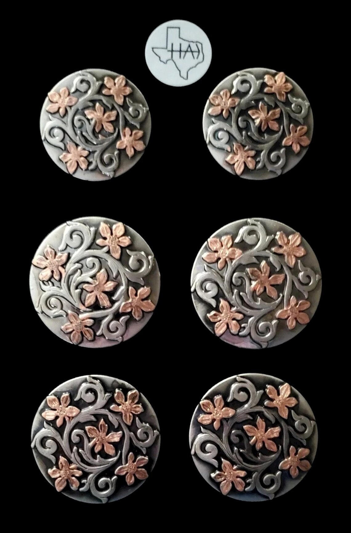 Wildflower Saddle Concho Set Antique Nickel and Copperset of Etsy Canada