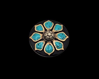 1" Turquoise Flagstaff Flower Deluxe Screwback Concho
