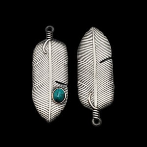 1&quot; x 3&quot; Metal Feather Pendant Antique Nickel
