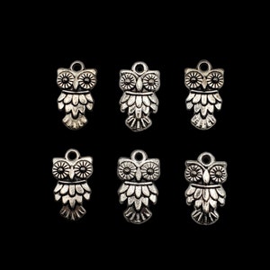 1/2&quot; x 3/4&quot; Mini Owl Charms Antique Nickel (6 pkg)