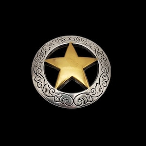 1-1/8&quot; Engraved Border Ranger Star Screw-back Concho HRSPGP