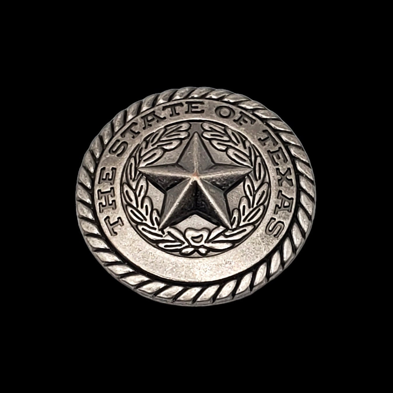 1-1/2" Texas State Seal Ant Nic Screwback Concho
