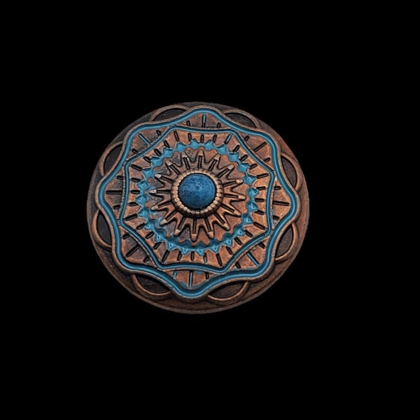 1-1/4" Texico Turquoise ACP Screwback Concho | Southwestern Leathercraft Hardware