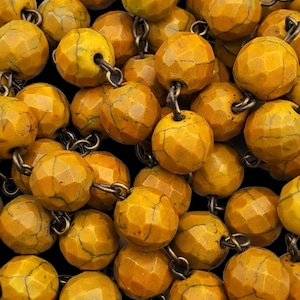 10mm Faceted Glass Mustard Yellow Bead Chain