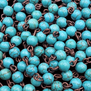 Glass Turquoise Beaded Chain (1 yard)
