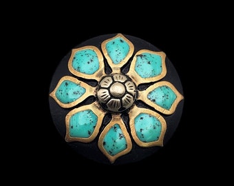 1-1/4" Turquoise Flagstaff Flower Deluxe Screwback Concho