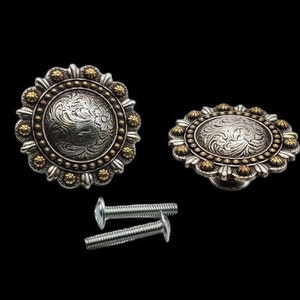 TexHAs Berries cabinet knobs (pair) antique sterling and gold