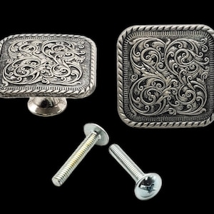 Florid Square cabinet knobs (pair) antique nickel