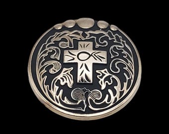 1-1/2" ebbenhouten kruisconcho met geschroefde achterkant