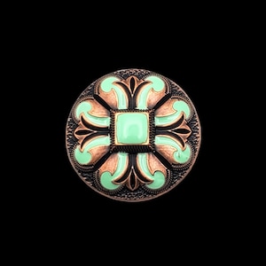1-1/4&quot; San Marcos Screw-back Concho ACP w/ Aqua enamel