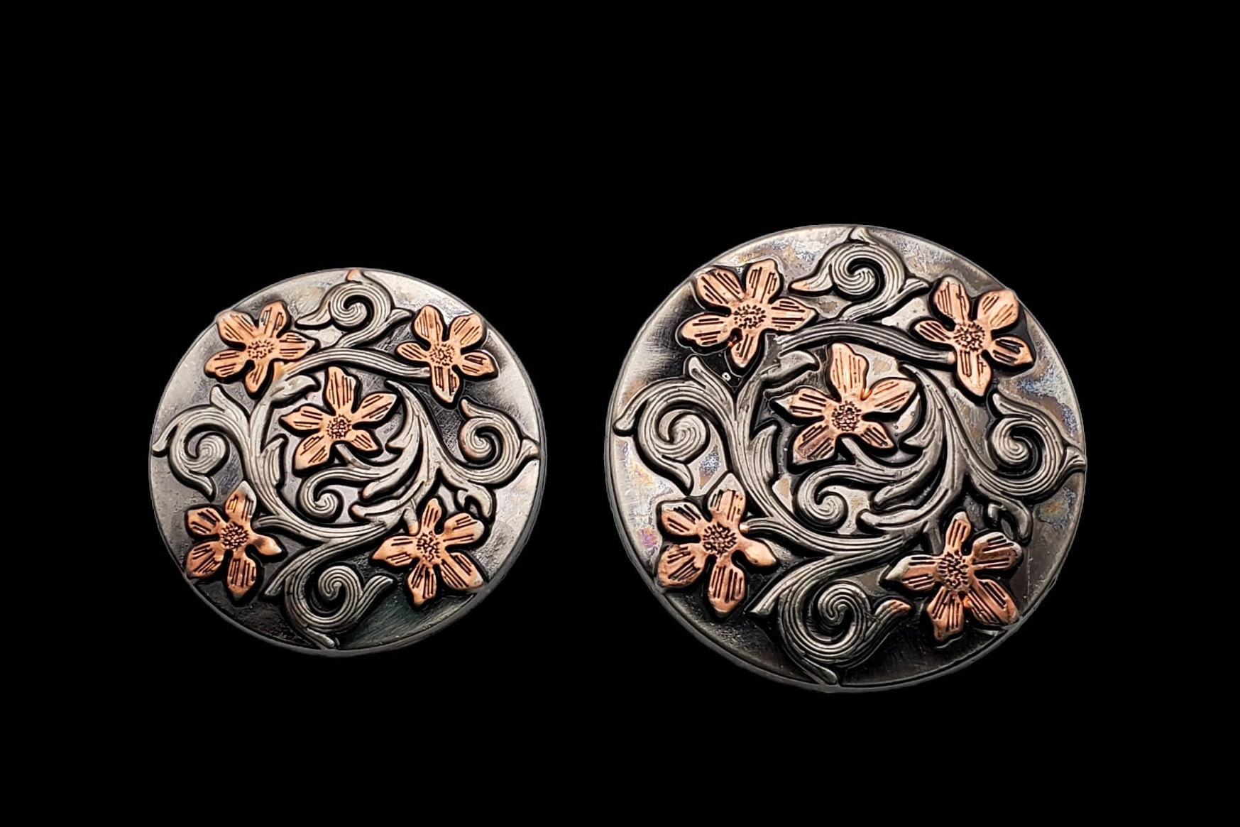 Wildflower Saddle Concho Set Antique Nickel and Copperset of Etsy Canada