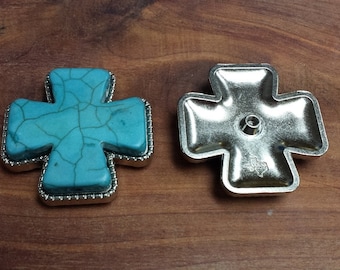 2" (2/pkg) Cross Screwback Conchos Turquoise