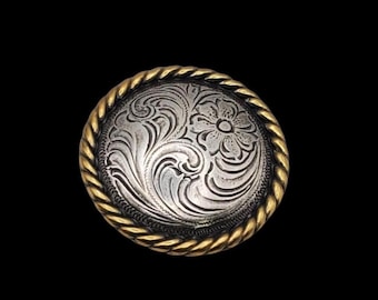 1-1/2" Floral Rope Edge HRSPGP Screw-back Concho