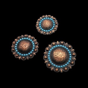 Turquoise Cabochon Antique Copper Berry Screw-back Concho