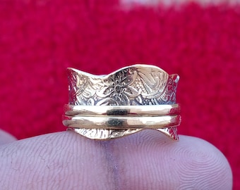 Bague tournante, bijou en cuivre, bague artisanale, bague de méditation, bague anti-anxiété, bague de créateur (cadeau)