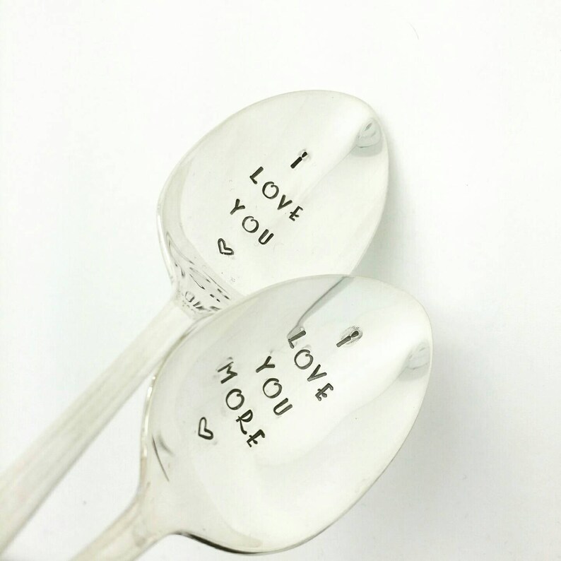 I Love You /& I Love You More Stamped Spoon Set Gift for Daughter Gift for Wife Gift for Boyfriend Gift for Girlfriend Gift for Mom