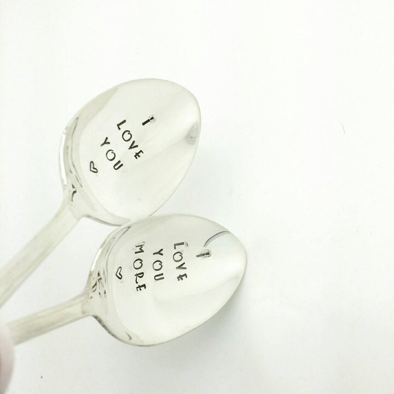I Love You /& I Love You More Stamped Spoon Set Gift for Daughter Gift for Wife Gift for Boyfriend Gift for Girlfriend Gift for Mom