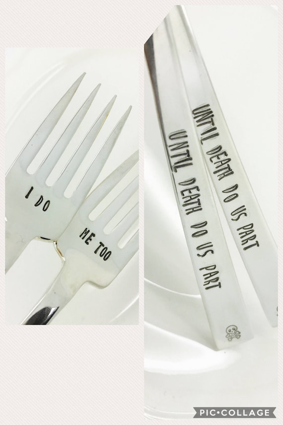 Halloween Wedding Forks, Gothic Wedding Forks, Cake Forks, Gothic Theme, Halloween, Wedding Cake forks, I Do Me Too
