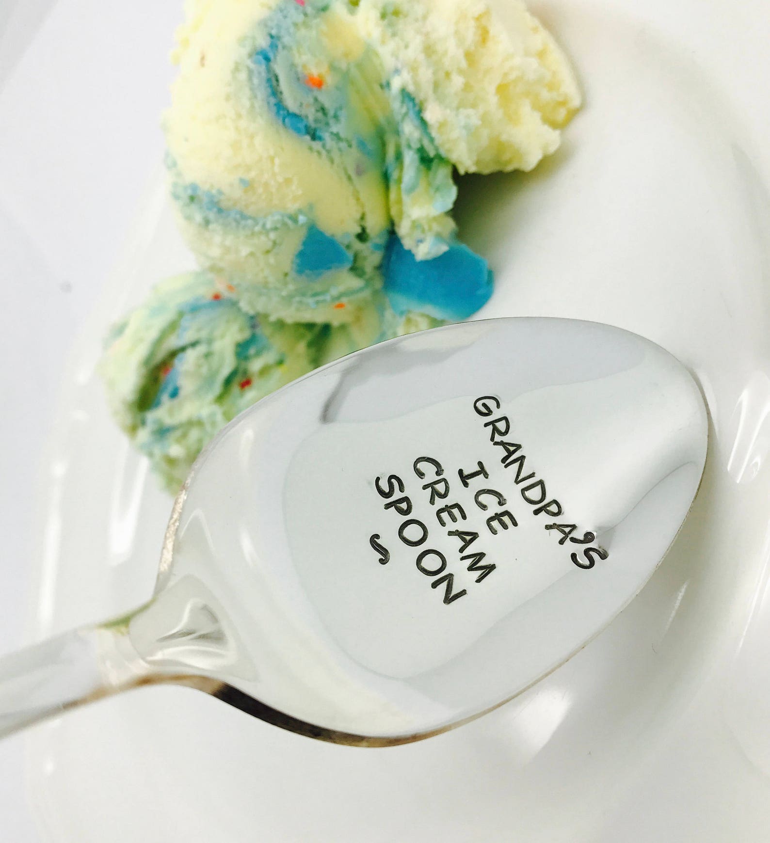 Grandpa's Ice Cream Spoon Stamped Spoon Gift for Dad Etsy