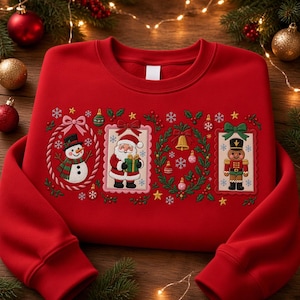 Vintage Style Embroidered Hoodie, Sweatshirt Featuring A Santa Claus Design, and Personalized Christmas Gifts for Loved Ones.
