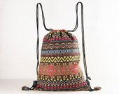 Native American Indian/Aztec/Inca Tribal Drawstring Backpack Gym Bag Boho Hippie Gypsy Style