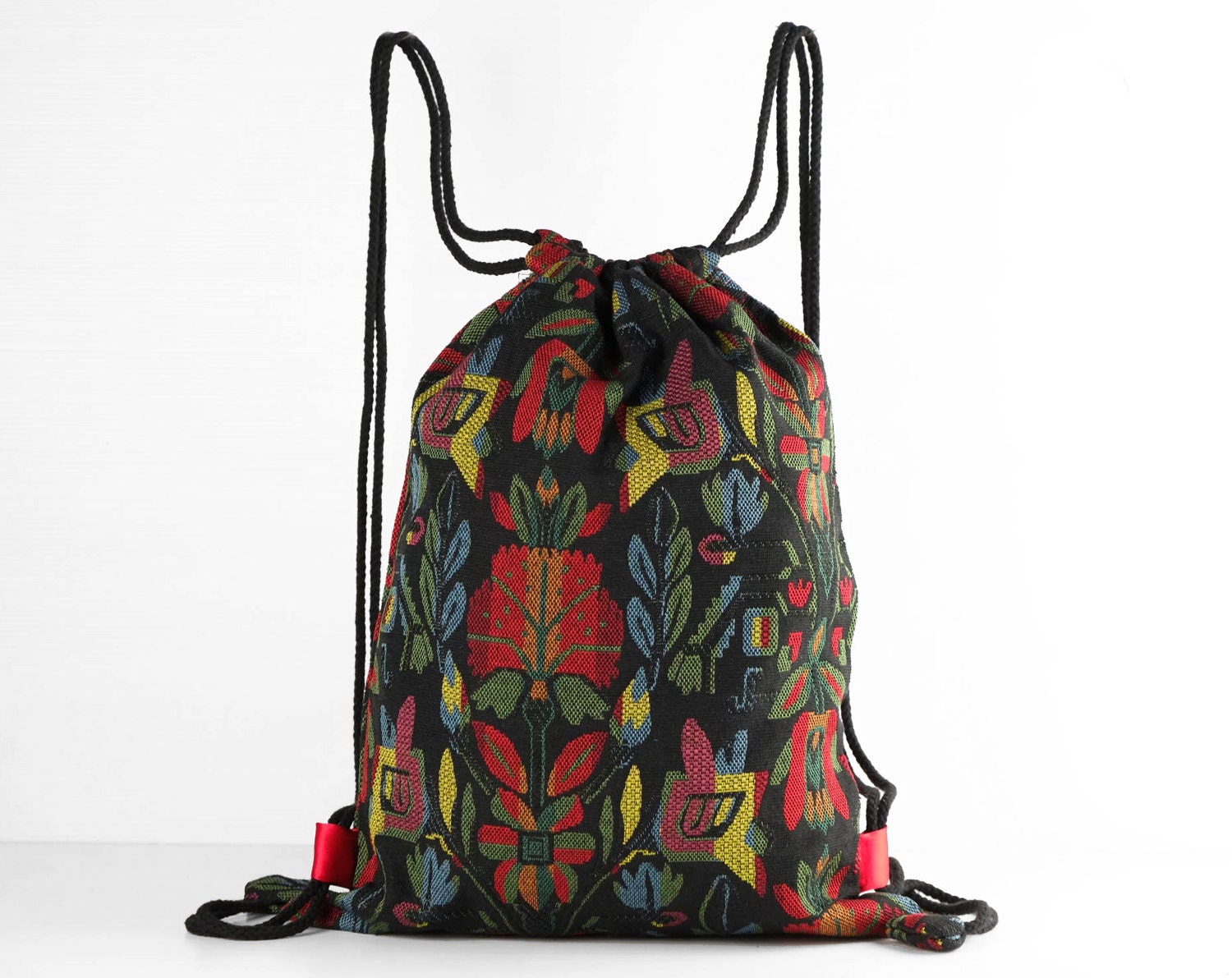 Small Drawstring Backpack Shoe Bag /Laundry Bags Tribal Floral Etsy