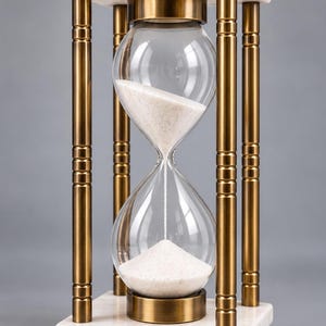 Marble Hourglass, Antique Gold Metal Frame, Tabletop Decor