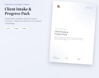 Client Intake & Progress Pack | 5 Languages | Printable Therapy Forms PDF A4