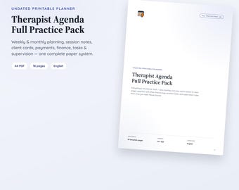 Full Practice Therapist Planner PDF | Weekly, Monthly, Notes, Payments & Supervision Templates