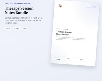 Therapy Session Notes Bundle | 5 Languages | SOAP DAP Process Notes Printable PDF A4