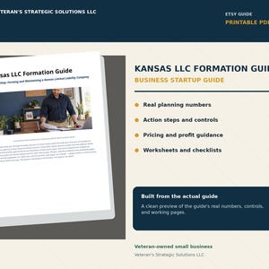Guide för bildande av Kansas LLC - Steg-för-steg-inlämning, mall för driftsavtal och federal checklista för marinföretag - Utskrivbar PDF, ägd av veteraner