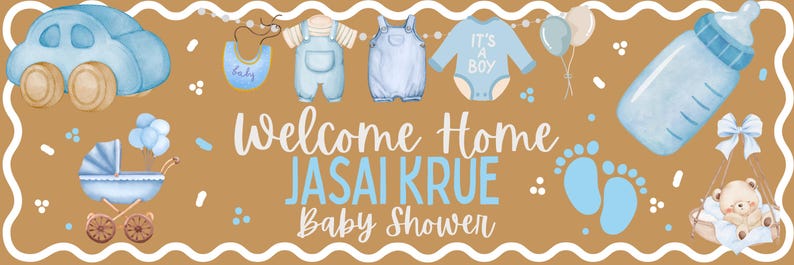 Editable Baby Shower Banner Template 2x6 Ft, Printable Canva Design ...