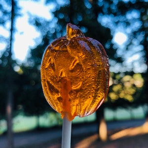 Jack-O-Lantern Lollipops 12 / Pumpkin Favors, Gourmet Fall Lollipops, Baby Shower Favors, Harvest Favors, Halloween Favors, Autumn Lollipop image 2