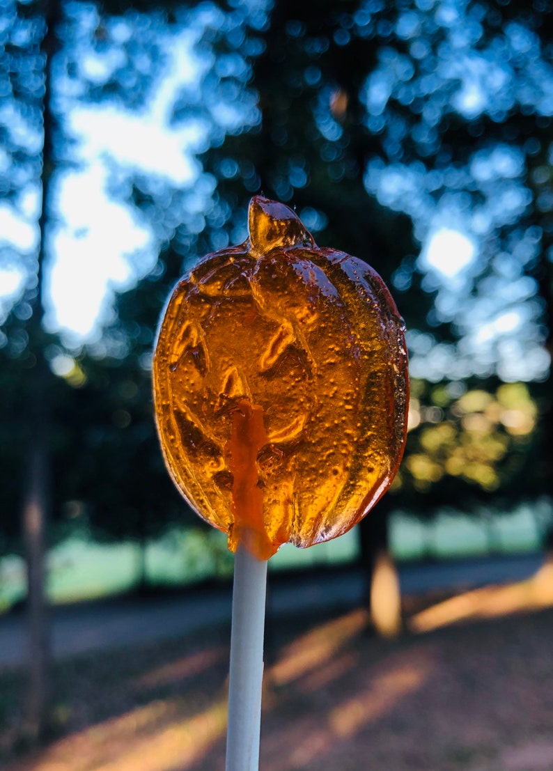 Jack-O-Lantern Lollipops 12 / Pumpkin Favors, Gourmet Fall Lollipops, Baby Shower Favors, Harvest Favors, Halloween Favors, Autumn Lollipop image 2