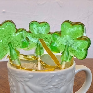 Shamrock Lollipops 12, Clover Lollipop, St.Patricks Day, Irish, Luck, Wedding Favors, Anniversary Favors, Baby Shower Favors, Spring Favors,