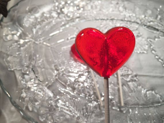 Red Heart Cinnamon Lollipops: Wedding & Shower Favors (set of 12
