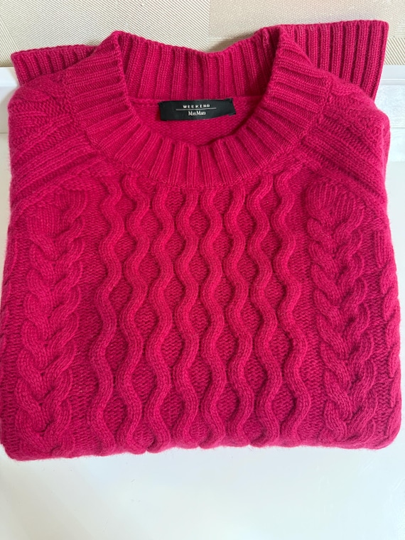 Weekend Max Mara, Weekend Max Mara Carpazi Fuchsia Sweater Size S 100% Virgin Wool Italian Designer Knitwear